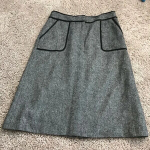 Loft Grey Tweed Faux Leather Pencil Skirt
